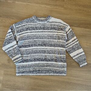 Margaret O’Leary gray and white striped chenille sweater